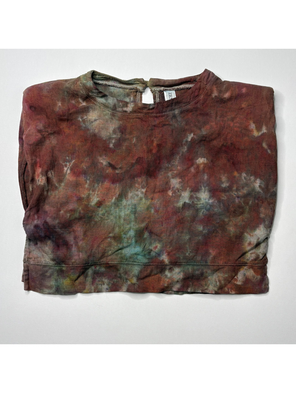 ZENANA Tie Dye Linen Crop Top S